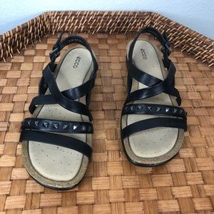 Ecco Dagmar leather sandals studded strappy neutral casual summer minimalist